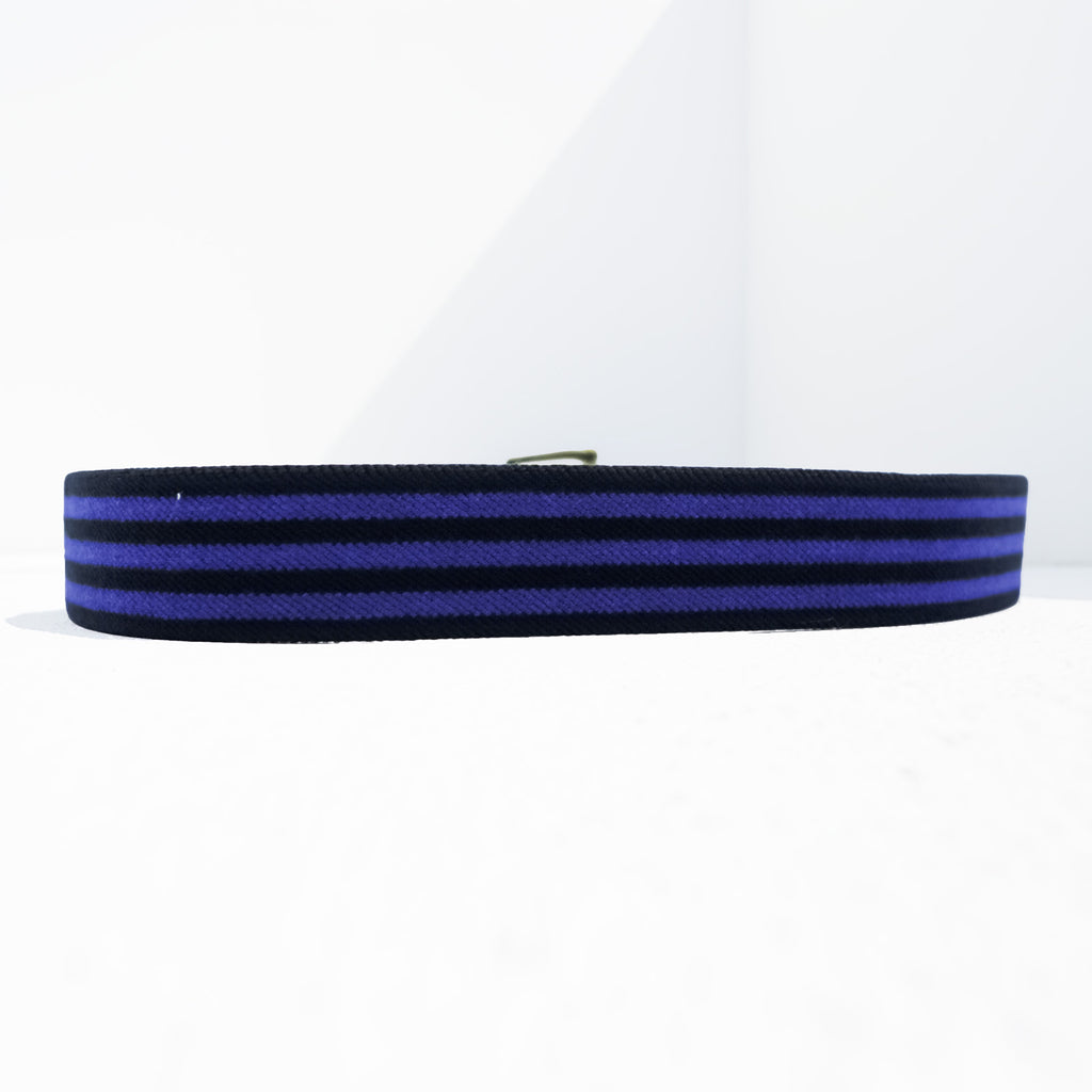 Polo Ralph Lauren Leather Elastic Ribbon Belt, Striped, Blue, Brown