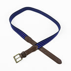 Polo Ralph Lauren Leather Elastic Ribbon Belt, Striped, Blue, Brown