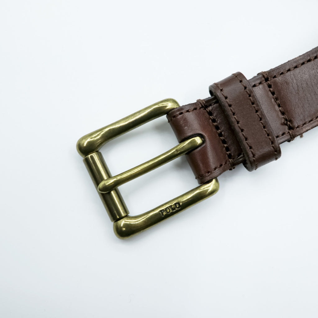 Polo Ralph Lauren Leather Elastic Ribbon Belt, Striped, Blue, Brown