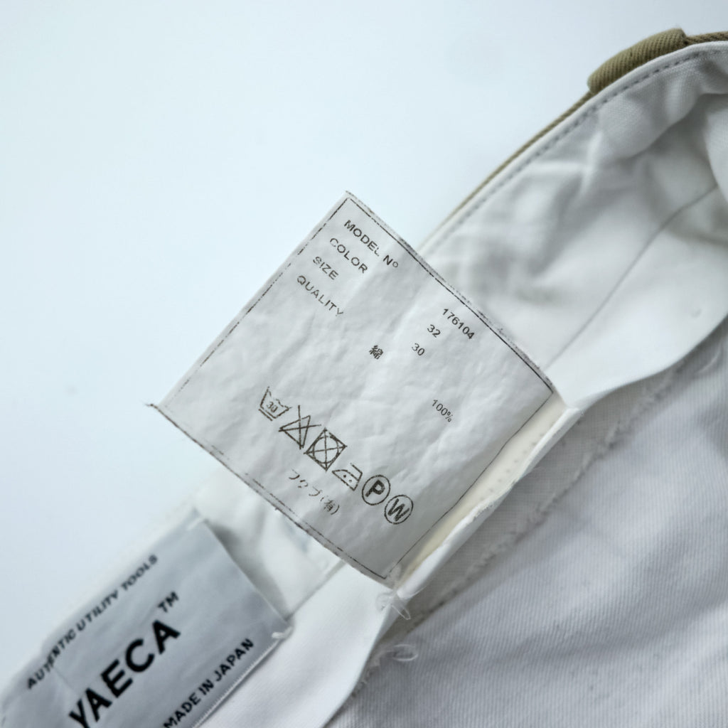 YAECA Made in Japan Chino Cloth Wide Tapered Work Pants M Beige 176104