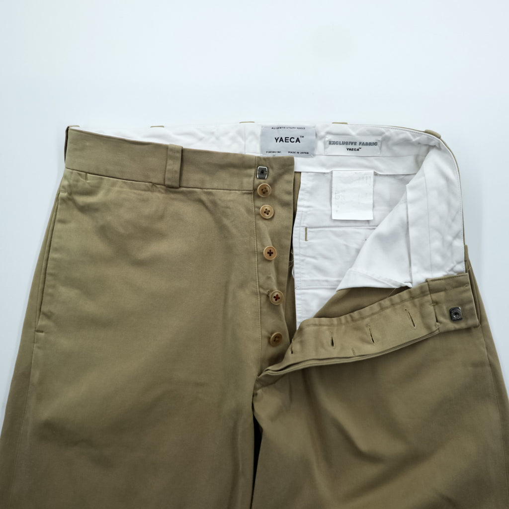 YAECA Made in Japan Chino Cloth Wide Tapered Work Pants M Beige 176104