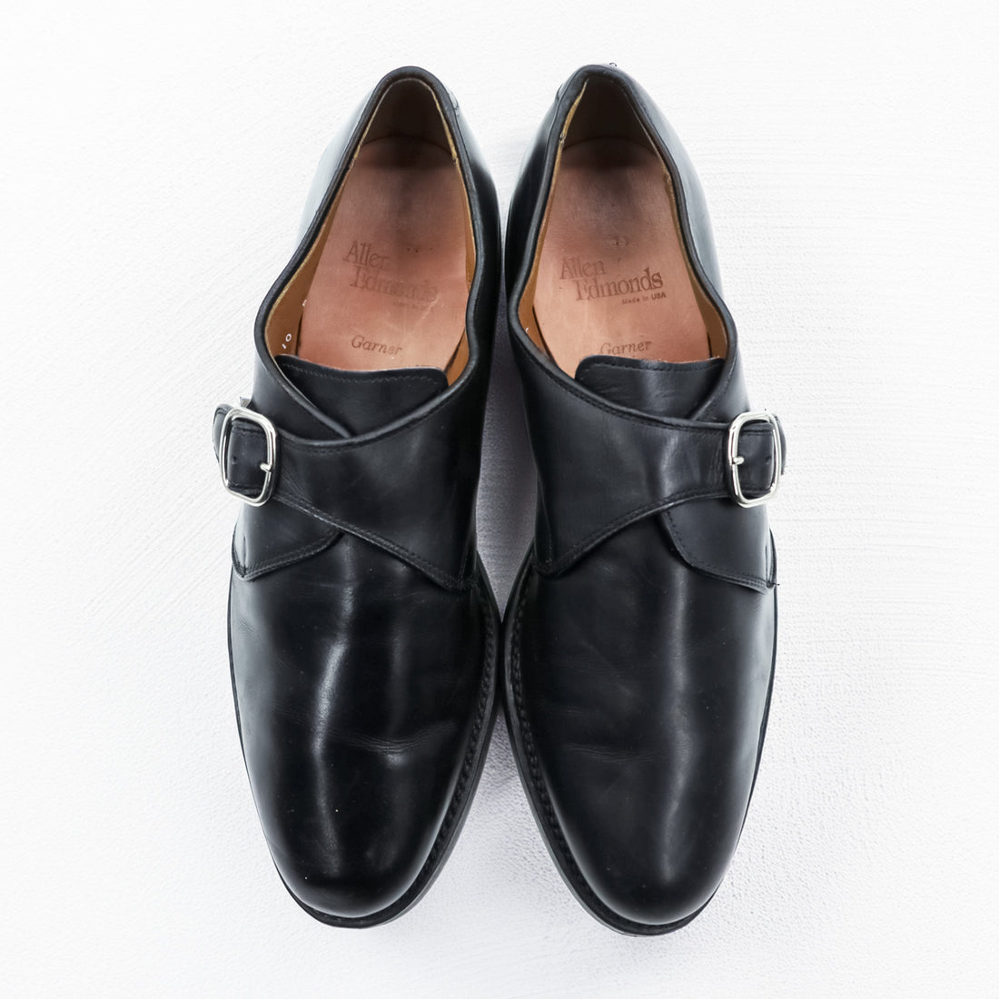 Allen Edmonds USA Made Monk Strap Round Toe Dress Shoes Black US10 GARNER 2405