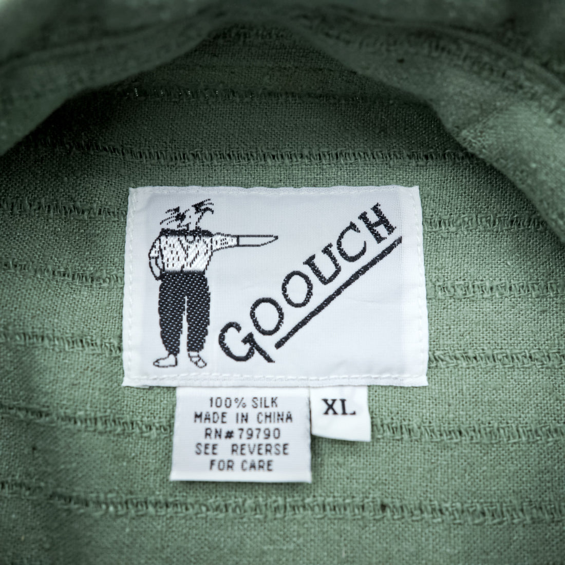 Vintage 90s Silk Shirt, Size XL, Green, GOOUCH