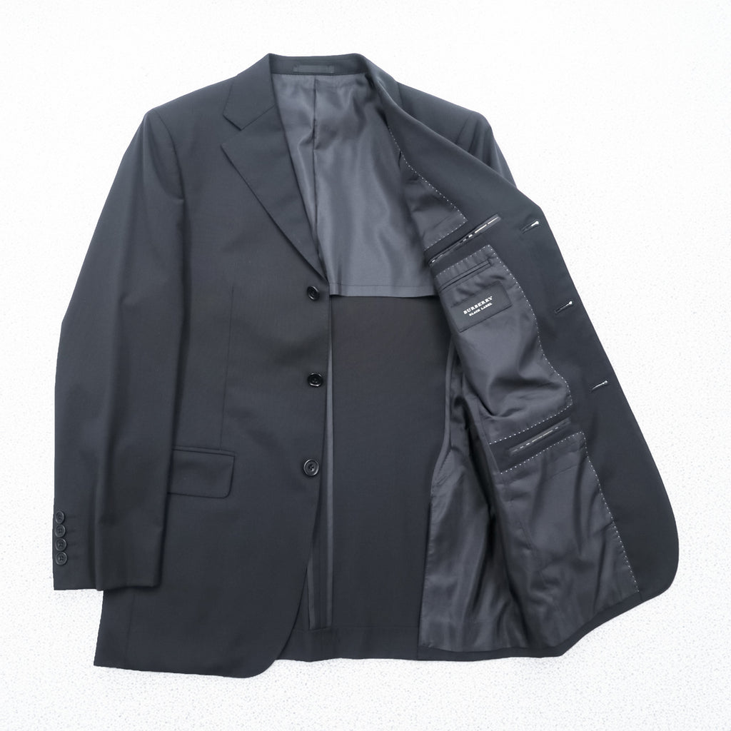 BURBERRY BLACK LABEL Made in Japan 3-Button Suit Set, Size M, Black, BMD11-206-09, Wool