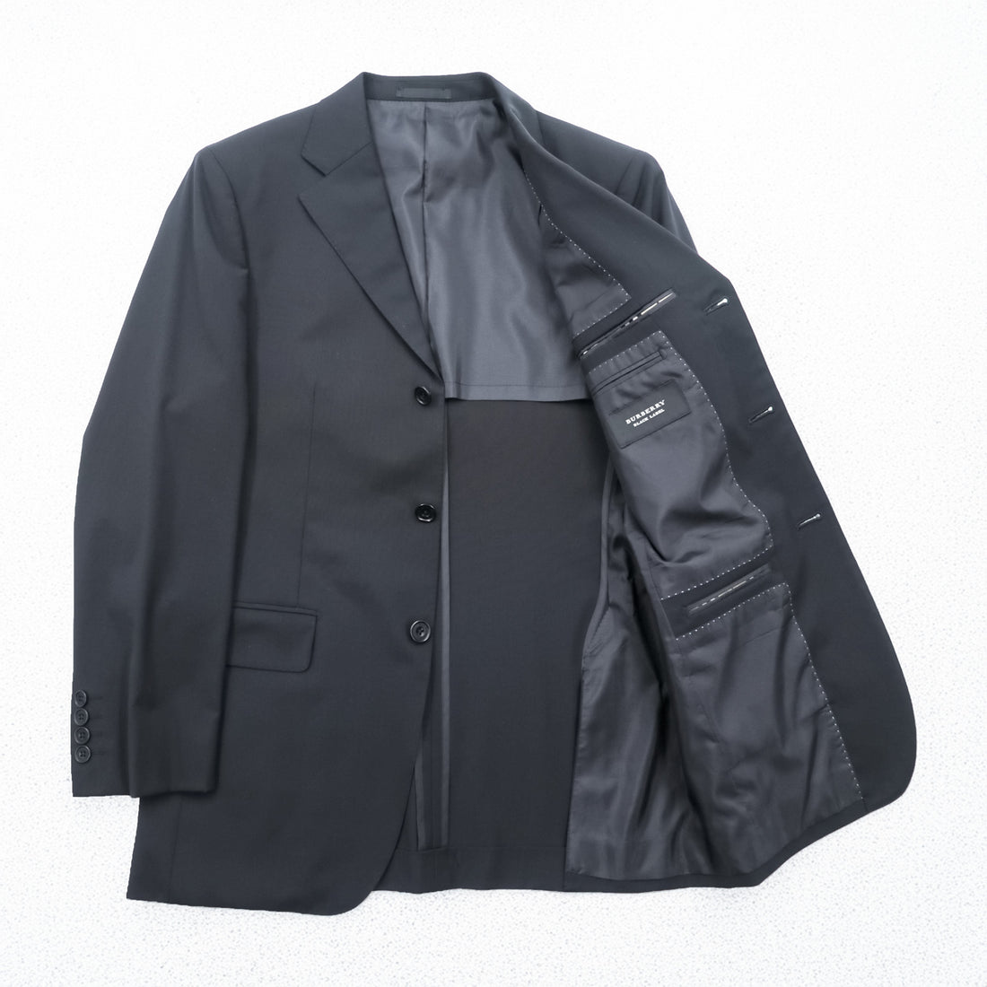 BURBERRY BLACK LABEL Made in Japan 3-Button Suit Set, Size M, Black, BMD11-206-09, Wool