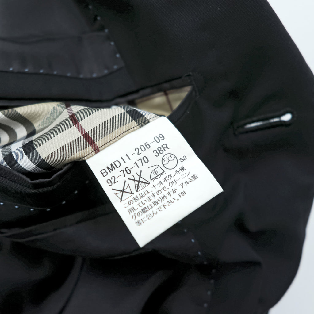 BURBERRY BLACK LABEL Made in Japan 3-Button Suit Set, Size M, Black, BMD11-206-09, Wool