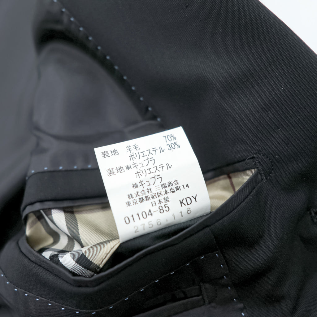 BURBERRY BLACK LABEL Made in Japan 3-Button Suit Set, Size M, Black, BMD11-206-09, Wool