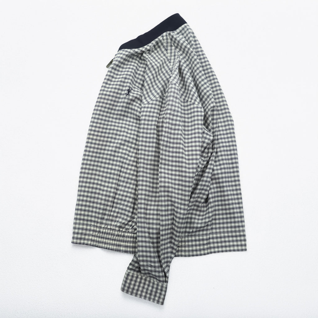 Vintage 90s Yves Saint Laurent pour homme Checked Bomber Jacket YSL Logo Embroidery Size 100 L