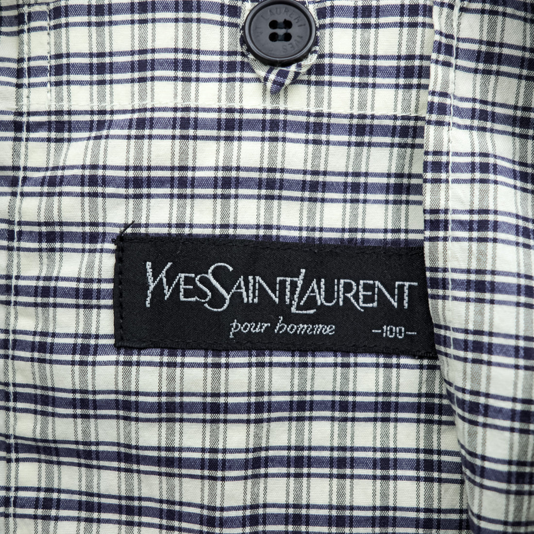Vintage 90s Yves Saint Laurent pour homme Checked Bomber Jacket YSL Logo Embroidery Size 100 L