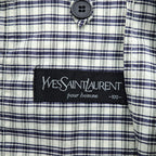 Vintage 90s Yves Saint Laurent pour homme Checked Bomber Jacket YSL Logo Embroidery Size 100 L
