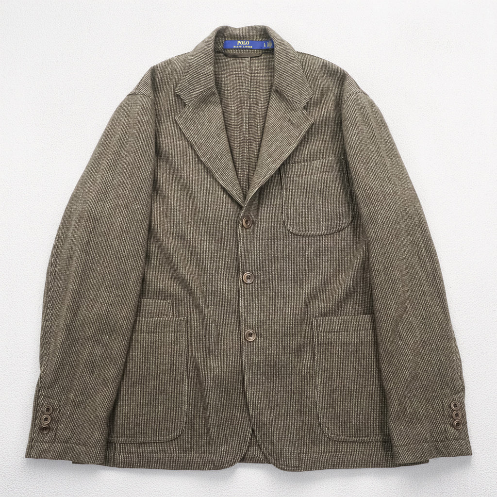 Polo Ralph Lauren Tweed 3-Button Tailored Jacket Blazer, Size L, Brown