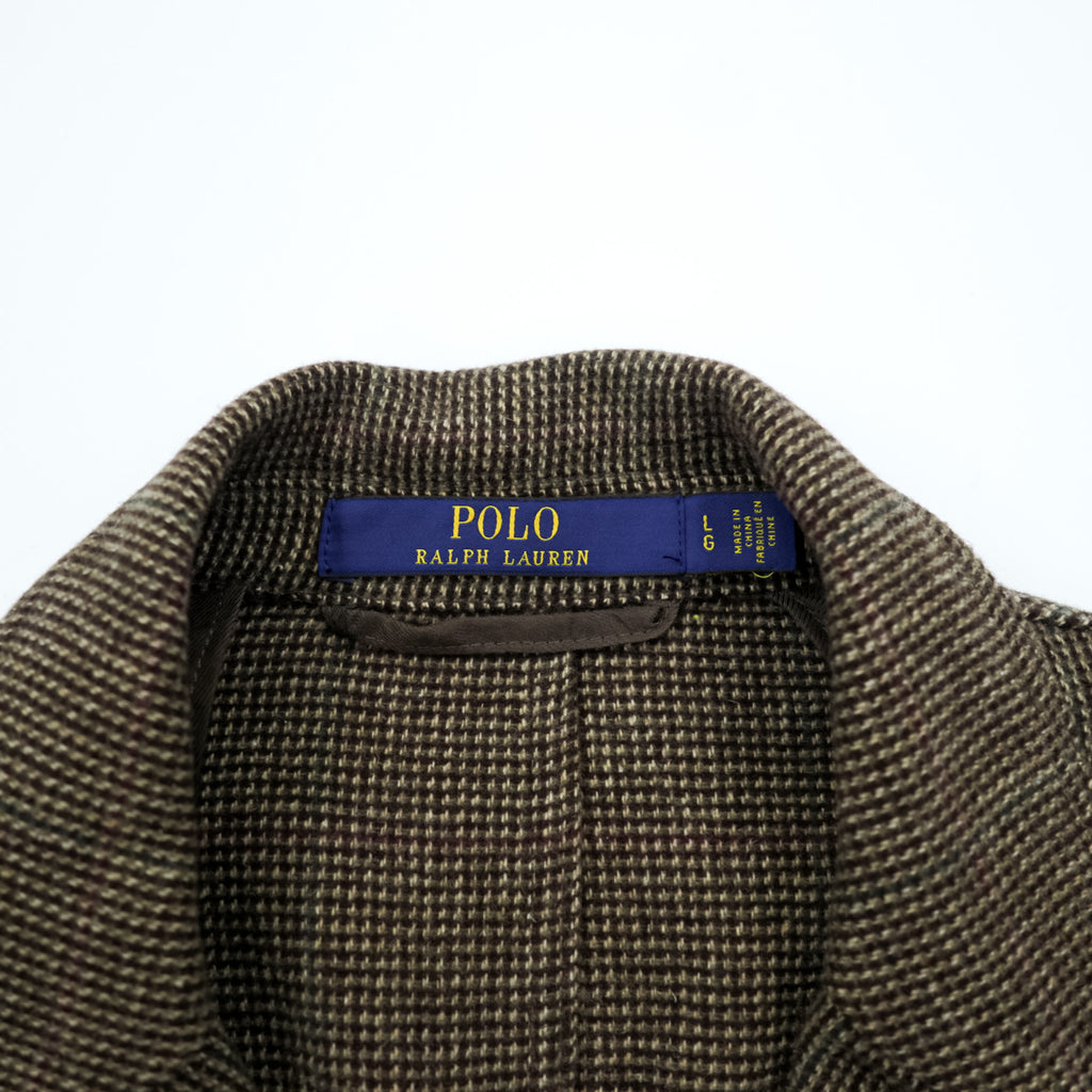 Polo Ralph Lauren Tweed 3-Button Tailored Jacket Blazer, Size L, Brown