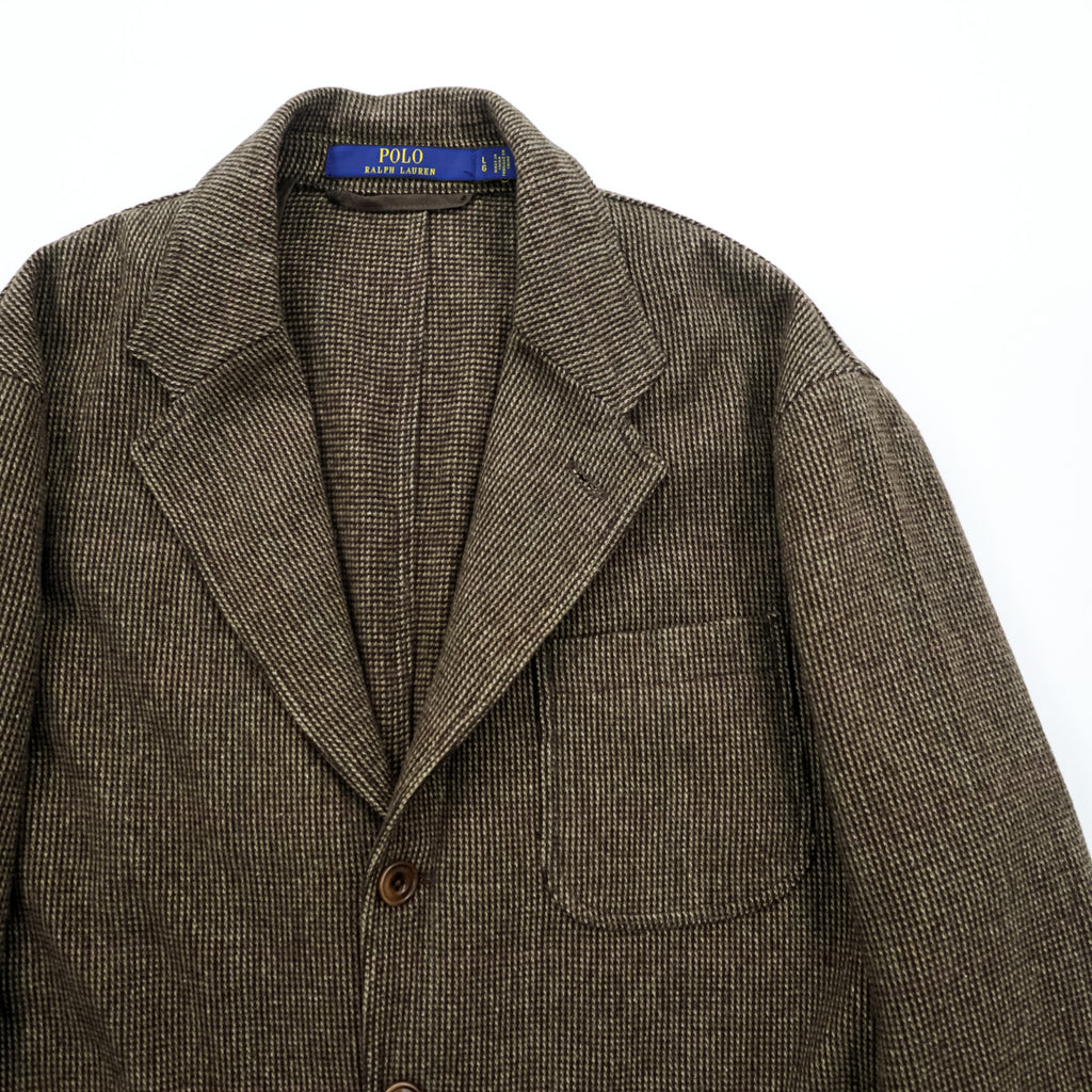 Polo Ralph Lauren Tweed 3-Button Tailored Jacket Blazer, Size L, Brown