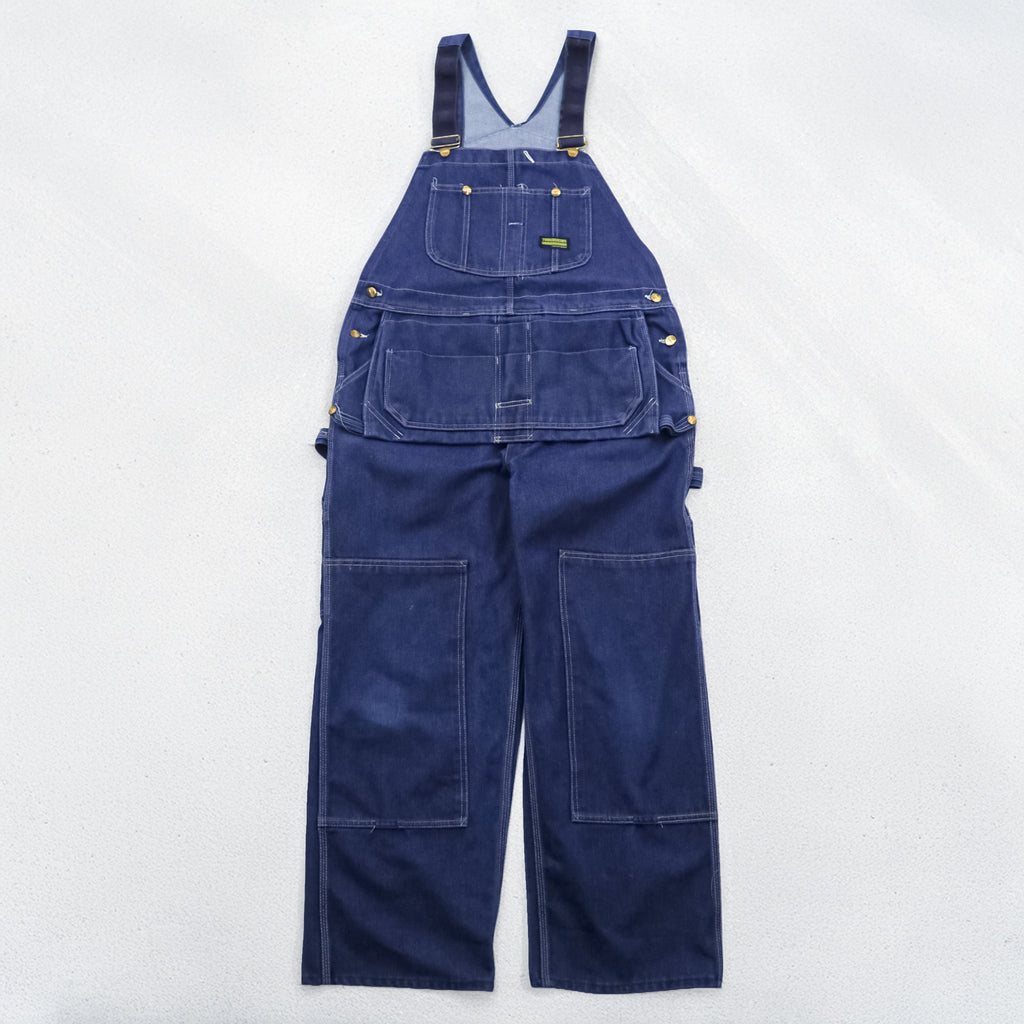 80年代 USA製 ヴィンテージ Sears TOUGHSKINS ダブルニー デニム オーバーオール L インディゴ エプロン ユーティリティポケット Union Made