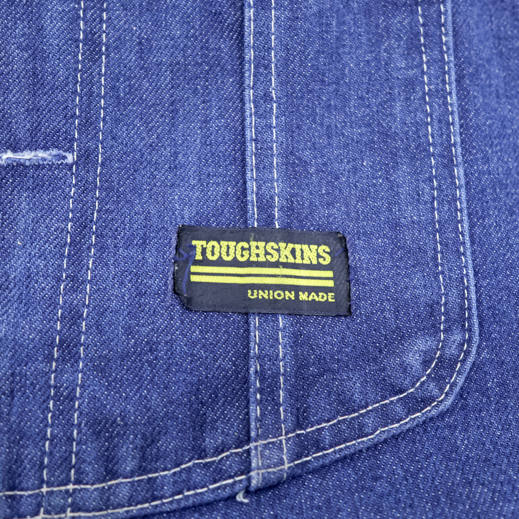 80年代 USA製 ヴィンテージ Sears TOUGHSKINS ダブルニー デニム オーバーオール L インディゴ エプロン ユーティリティポケット Union Made