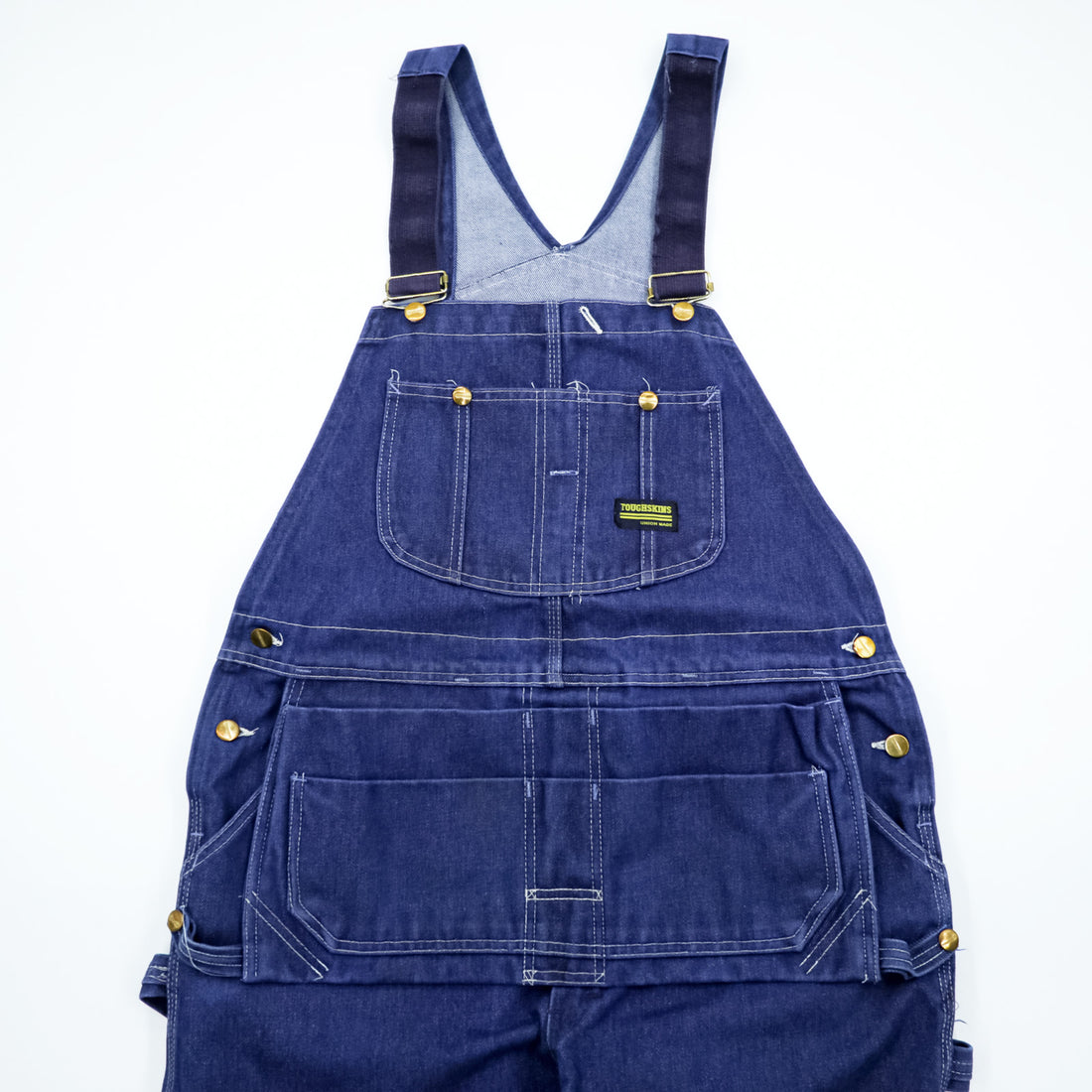80年代 USA製 ヴィンテージ Sears TOUGHSKINS ダブルニー デニム オーバーオール L インディゴ エプロン ユーティリティポケット Union Made