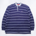 TOMMY HILFIGER 90年代 USA製 ラガーシャツ 長袖 ポロシャツ 2XL ボーダー ネイビー コットン ビッグサイズ