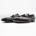 Vintage Italian Bologna Construction Tassel Loafers Dark Brown Leather Shoes Size 44 Made in Italy Dress