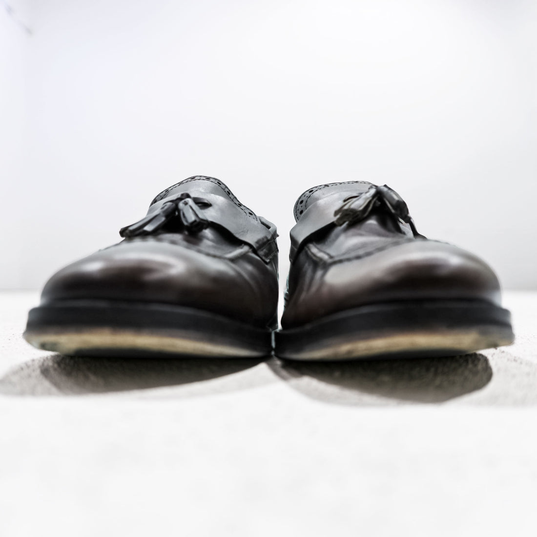 Vintage Italian Bologna Construction Tassel Loafers Dark Brown Leather Shoes Size 44 Made in Italy Dress