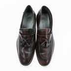 Vintage Italian Bologna Construction Tassel Loafers Dark Brown Leather Shoes Size 44 Made in Italy Dress
