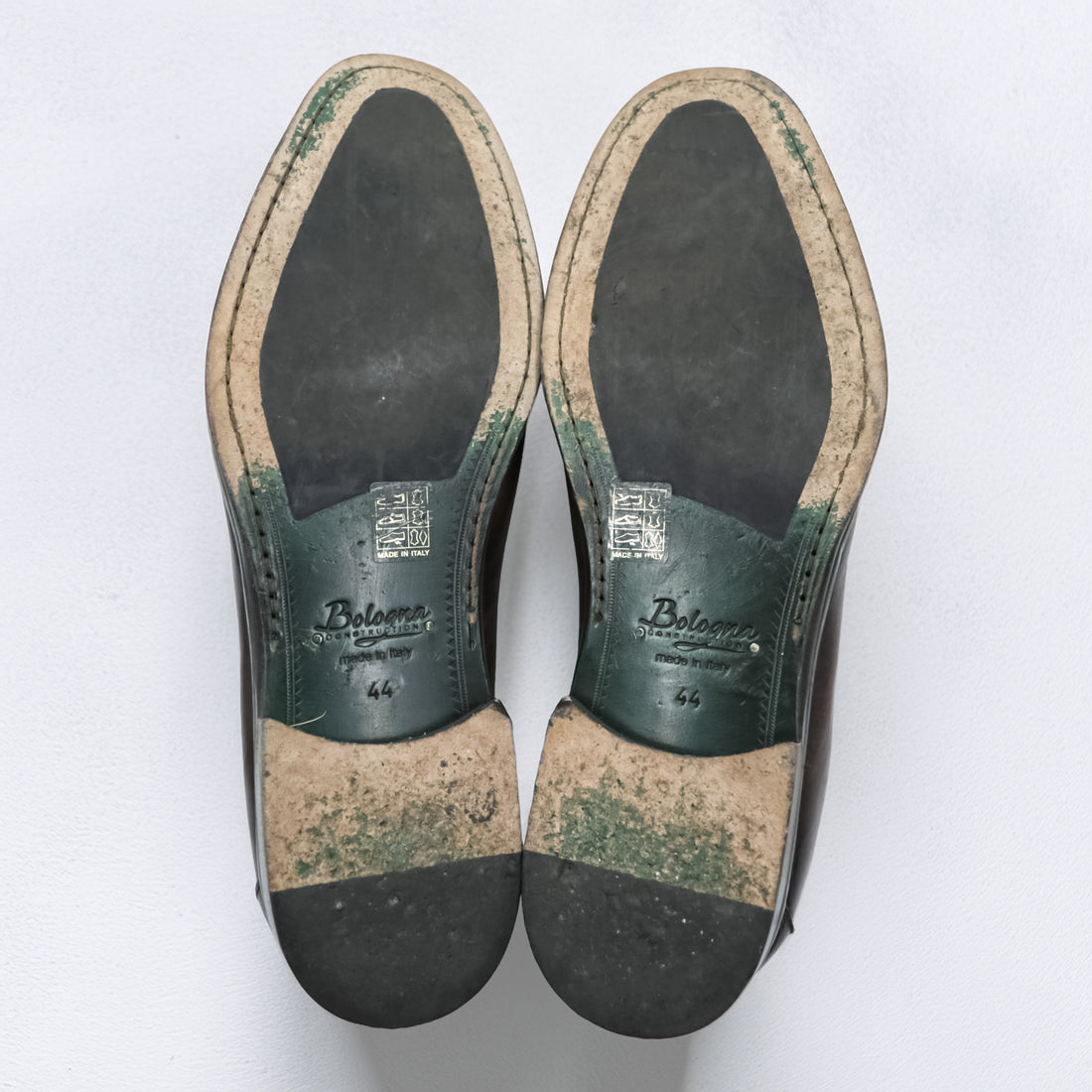 Vintage Italian Bologna Construction Tassel Loafers Dark Brown Leather Shoes Size 44 Made in Italy Dress