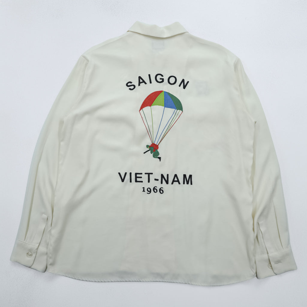 HOUSTON Souvenir Shirt, Vietnam Shirt, Size L, White, 41157, VIET-NAM, Parachute, Military, U.S.M.C.