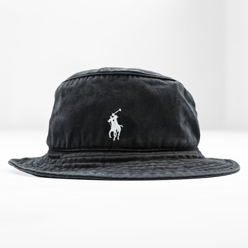 Polo Ralph Lauren 90s Bucket Hat, Black, Small Pony Embroidery