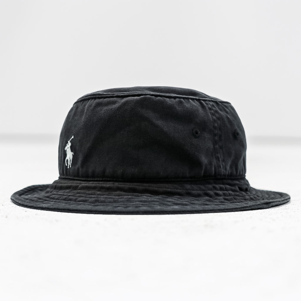 Polo Ralph Lauren 90s Bucket Hat, Black, Small Pony Embroidery