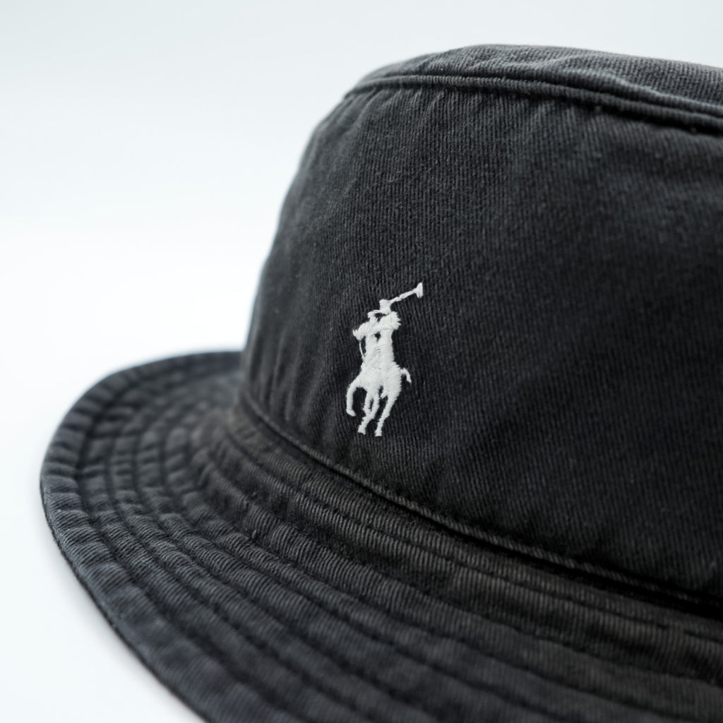 Polo Ralph Lauren 90s Bucket Hat, Black, Small Pony Embroidery