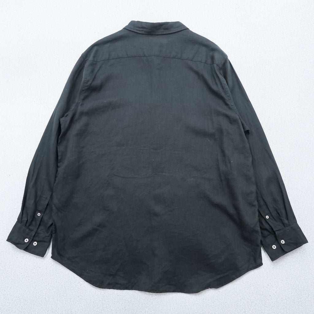 Merona 100% Linen Long Sleeve Button Up Shirt Dark Gray Black XL Regular Collar Pocket