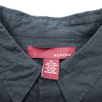Merona 100% Linen Long Sleeve Button Up Shirt Dark Gray Black XL Regular Collar Pocket