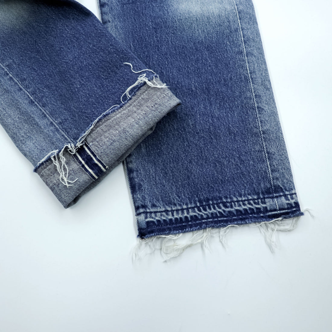 LEVI'S MADE&CRAFTED 80's 501 HAIGHT Selvedge Patchwork Big E Leather Patch Blue Denim Jeans L Unused A2231-0009