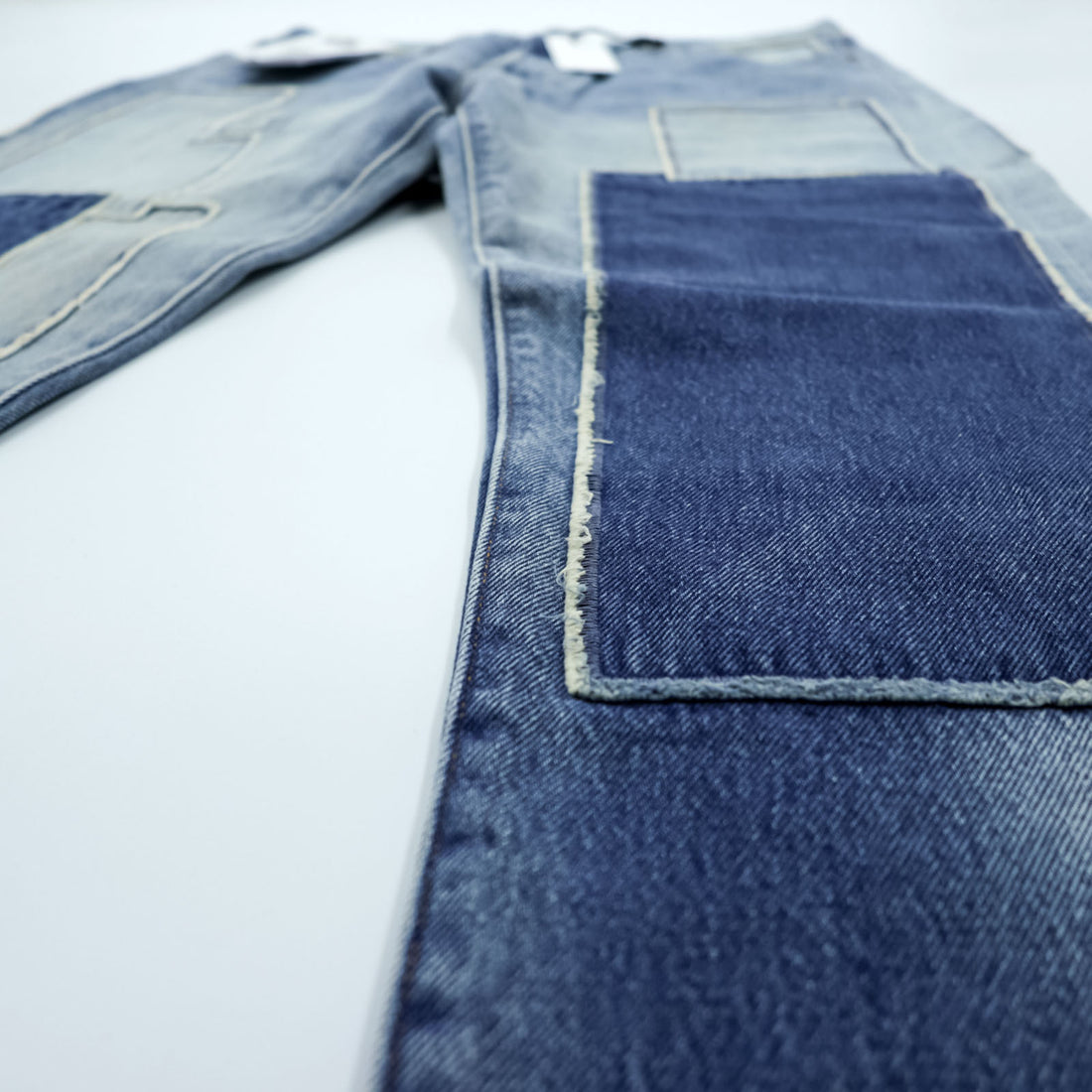 LEVI'S MADE&CRAFTED 80's 501 HAIGHT Selvedge Patchwork Big E Leather Patch Blue Denim Jeans L Unused A2231-0009