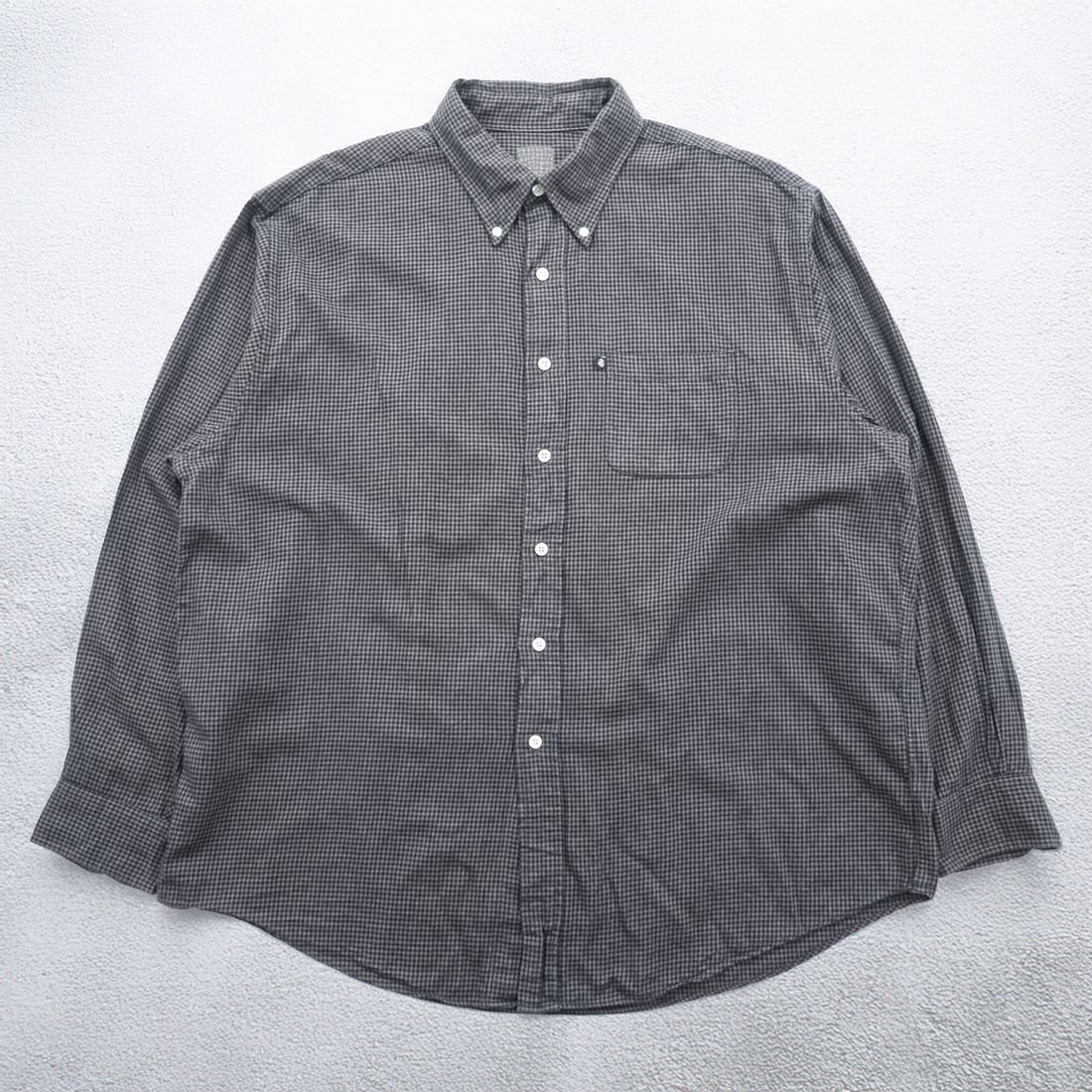 Brooks Brothers ボタンダウンシャツ L チェック グレー コットン 胸ポケット ビッグサイズ