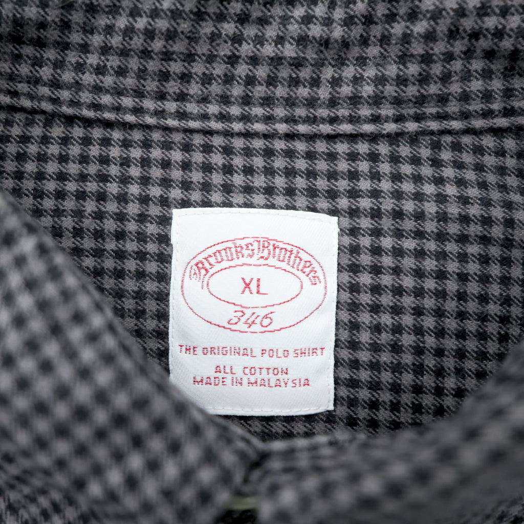 Brooks Brothers button-down shirt, size XL, checked, gray, black.