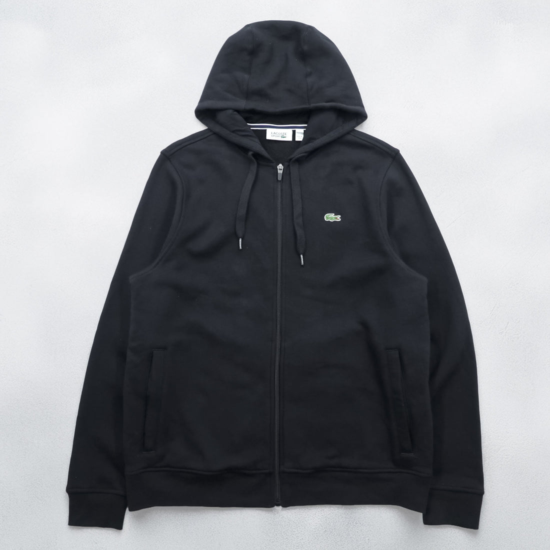 LACOSTE Zip Up Hoodie XL and up, with a single logo, black, SPORT