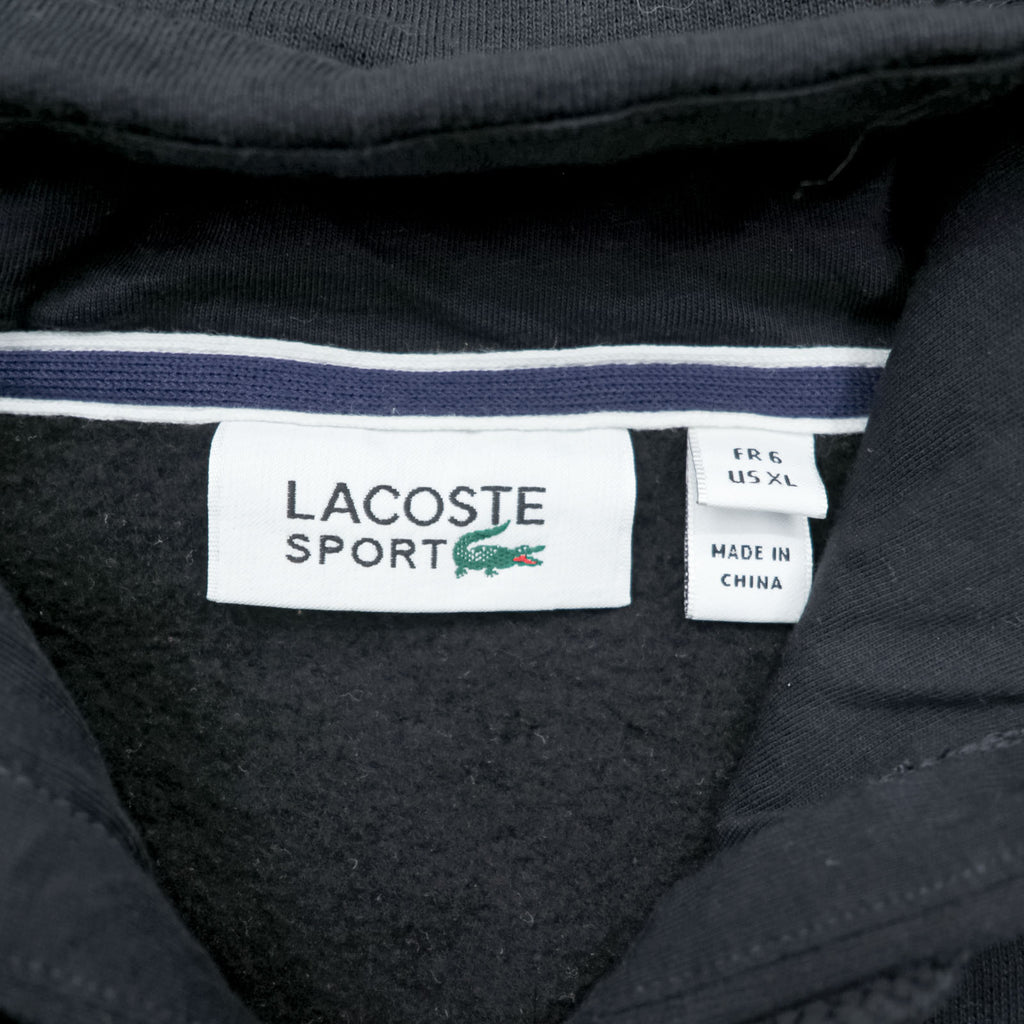 LACOSTE Zip Up Hoodie XL and up, with a single logo, black, SPORT