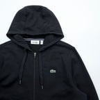 LACOSTE Zip Up Hoodie XL and up, with a single logo, black, SPORT