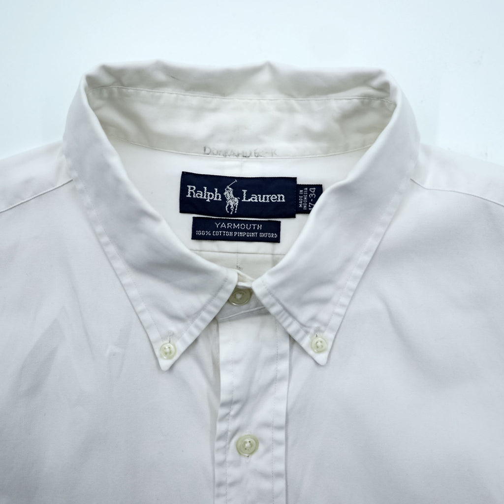 Ralph Lauren 90年代 オックスフォード ボタンダウンシャツ XL ホワイト YARMOUTH スモールポニー 刺繍 ロゴ
