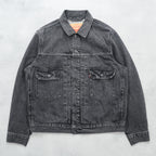 Levi Strauss 2nd Trucker Jacket Denim Jacket G-Jean M 2-Tuck Pleated Black Relaxed Type 2 A7632-0002