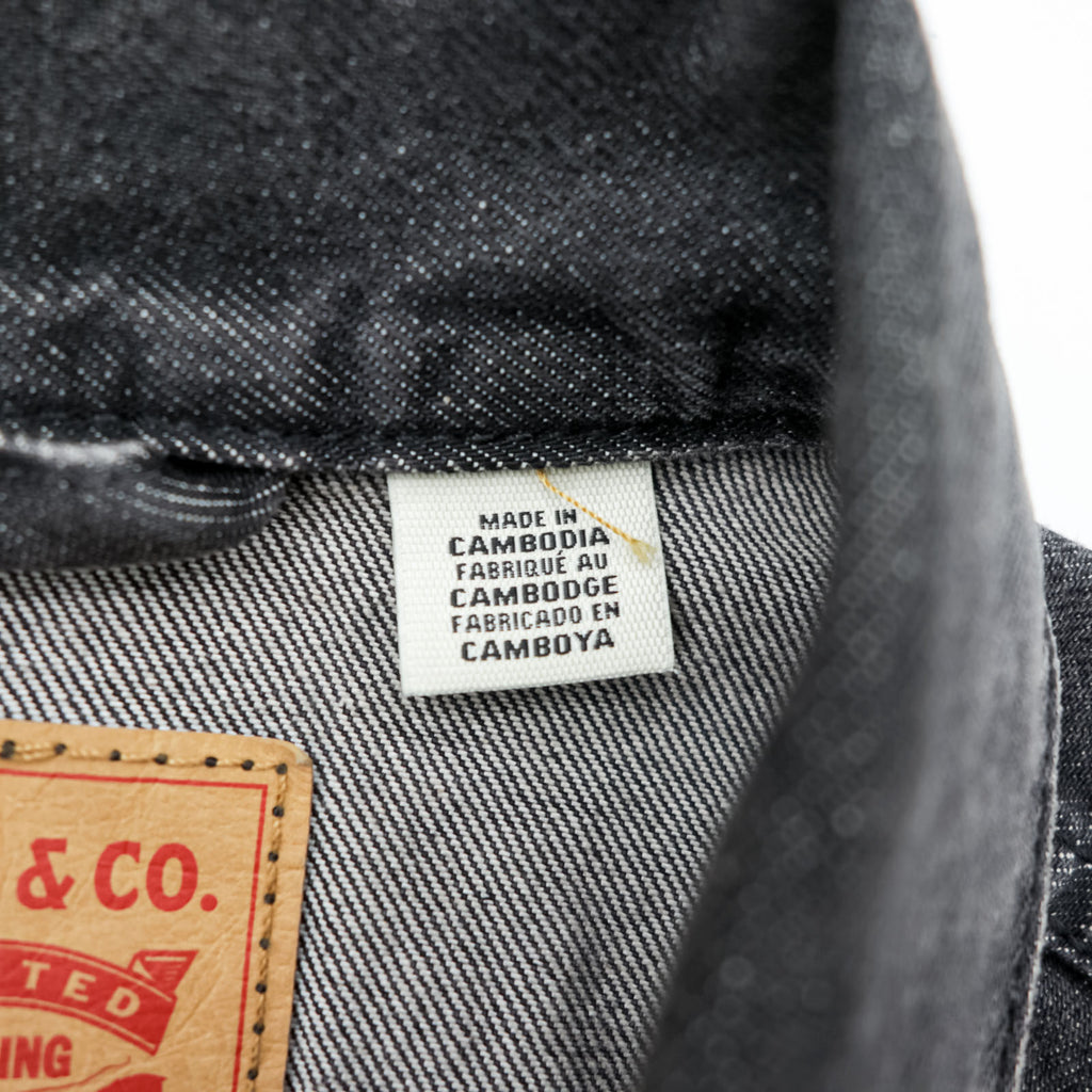 Levi Strauss 2nd Trucker Jacket Denim Jacket G-Jean M 2-Tuck Pleated Black Relaxed Type 2 A7632-0002