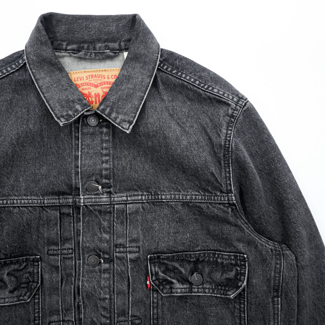 Levi Strauss 2nd Trucker Jacket Denim Jacket G-Jean M 2-Tuck Pleated Black Relaxed Type 2 A7632-0002