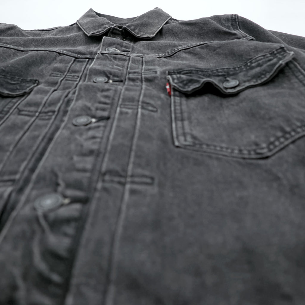 Levi Strauss 2nd Trucker Jacket Denim Jacket G-Jean M 2-Tuck Pleated Black Relaxed Type 2 A7632-0002