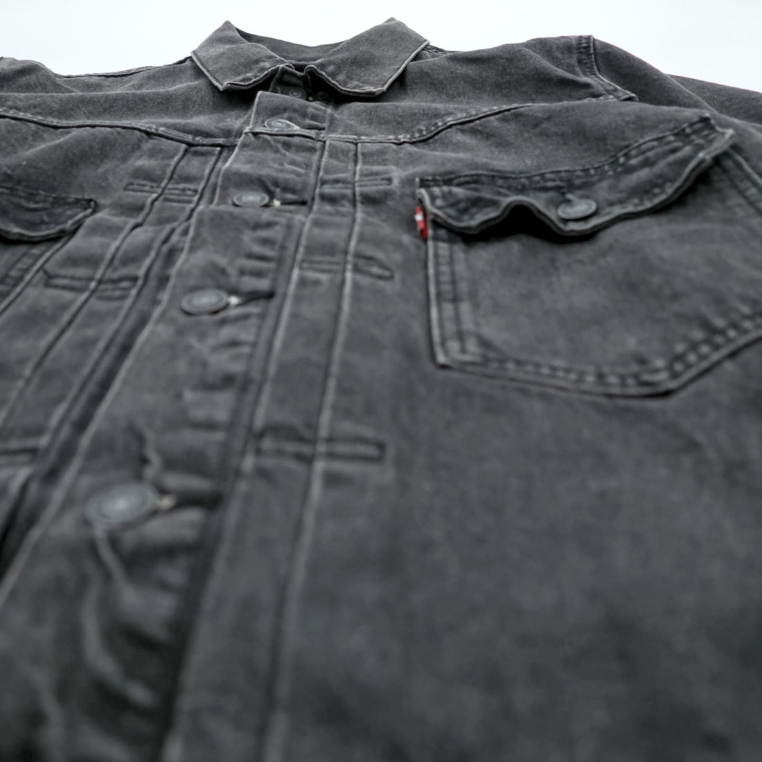 Levi Strauss 2nd Trucker Jacket Denim Jacket G-Jean M 2-Tuck Pleated Black Relaxed Type 2 A7632-0002