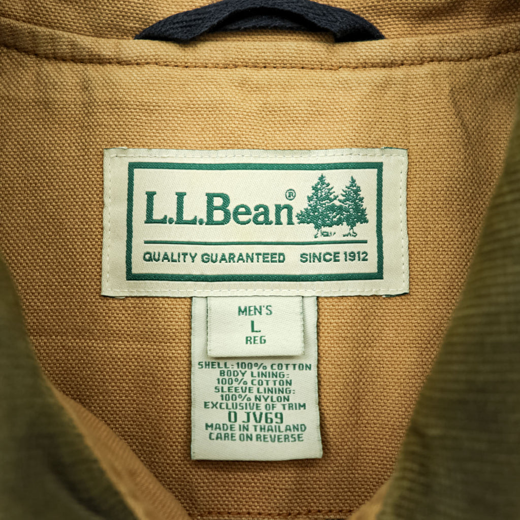 L.L.Bean 90年代 ダック フィールドコート ハンティングジャケット L ベージュ 襟コーデュロイ 裏地チェック JV69