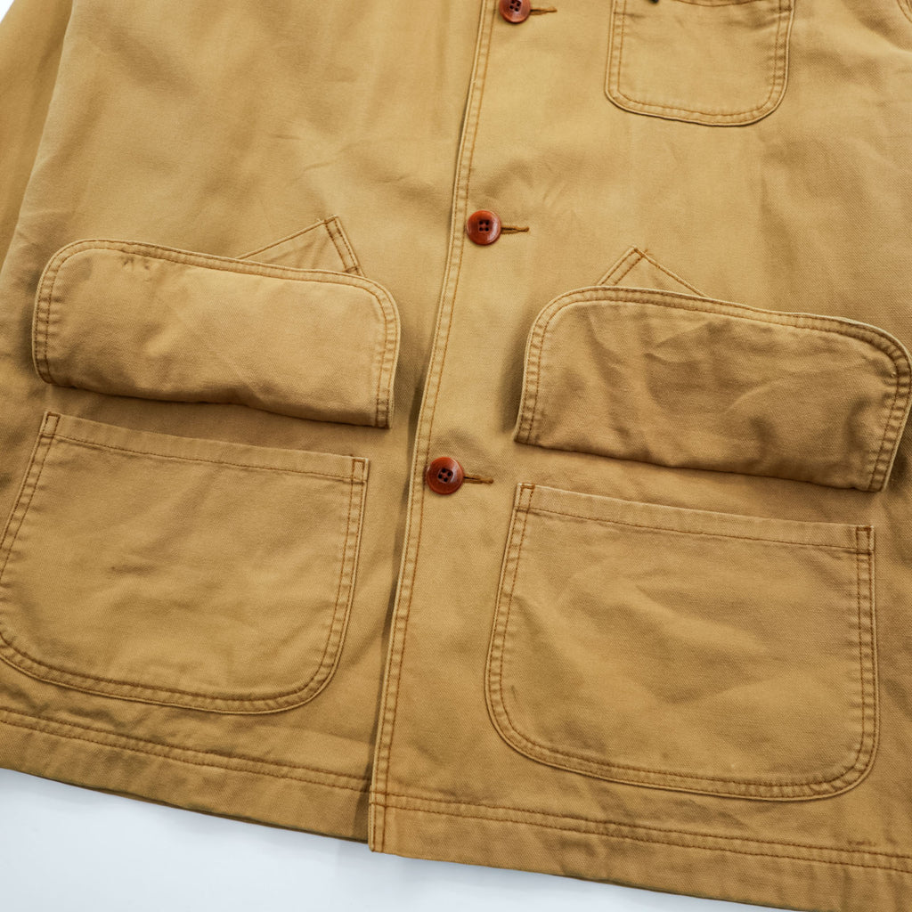 L.L.Bean 90年代 ダック フィールドコート ハンティングジャケット L ベージュ 襟コーデュロイ 裏地チェック JV69