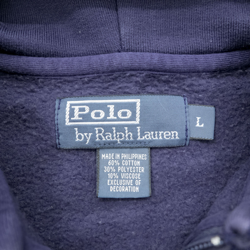 Polo Ralph Lauren 90s Big Pony Embroidery Zip Up Hoodie, Size L, Navy