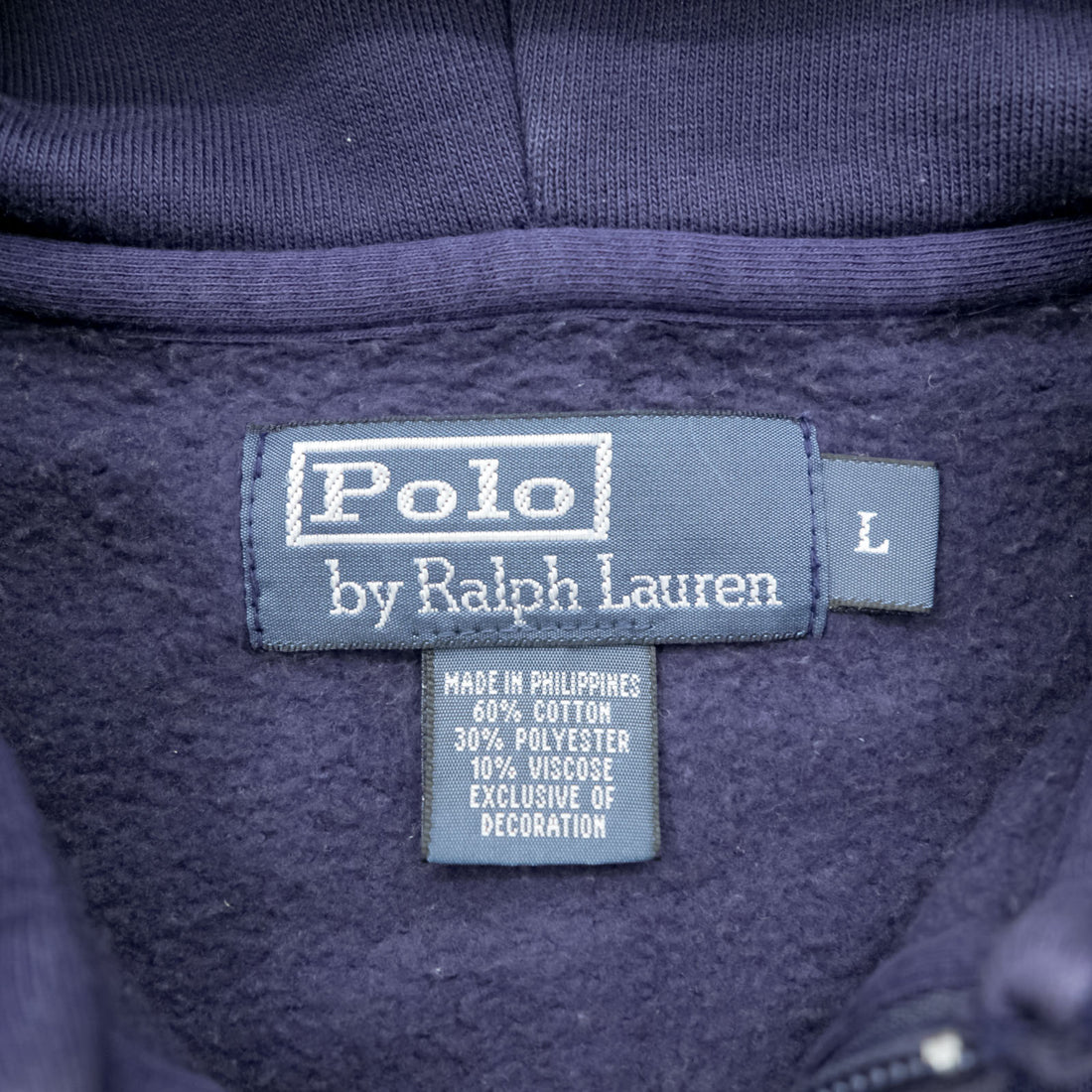 Polo Ralph Lauren 90s Big Pony Embroidery Zip Up Hoodie, Size L, Navy