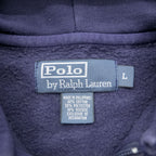 Polo Ralph Lauren 90s Big Pony Embroidery Zip Up Hoodie, Size L, Navy