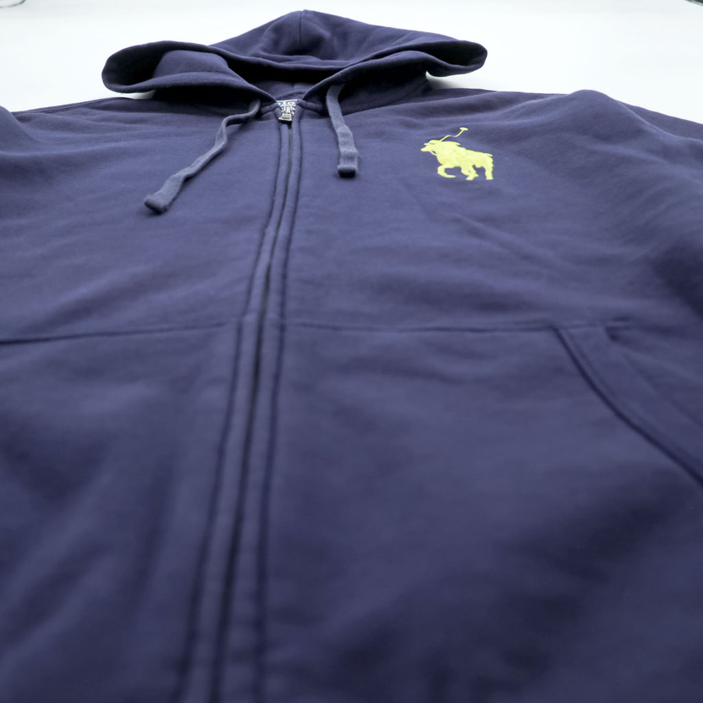 Polo Ralph Lauren 90s Big Pony Embroidery Zip Up Hoodie, Size L, Navy